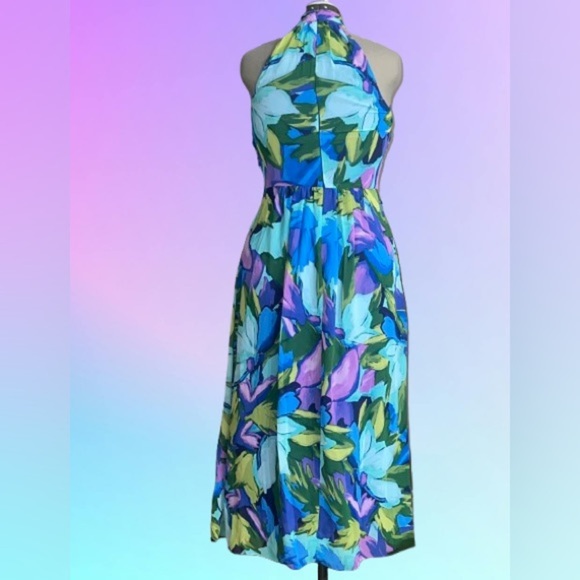 NWT, London Times floral print cross-cross neckline summer dress, Sz 8 Petite - Picture 3 of 3